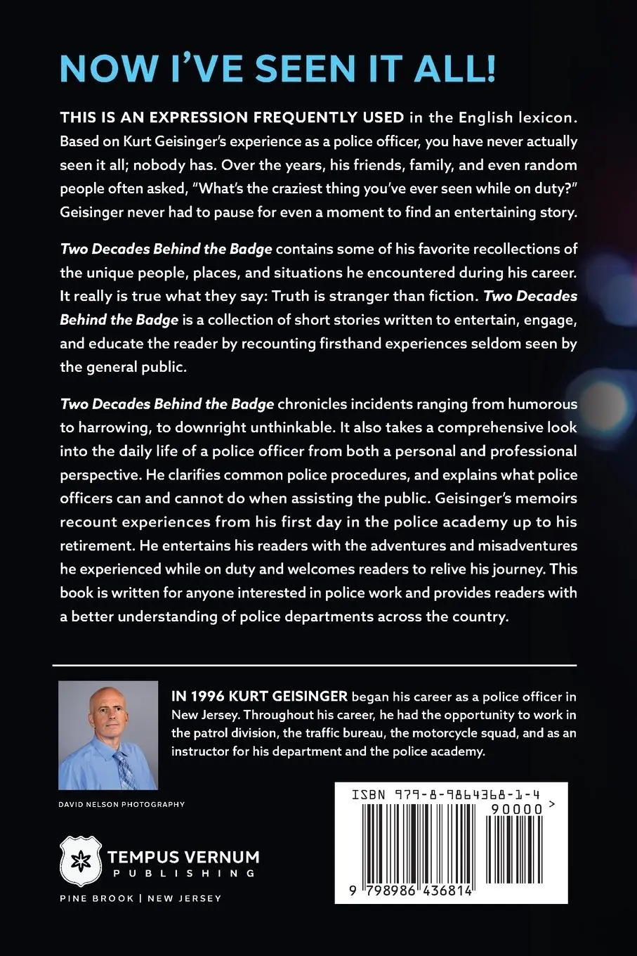 Rückseite: 9798986436814 | Two Decades Behind the Badge | One Man's Journey in Law Enforcement
