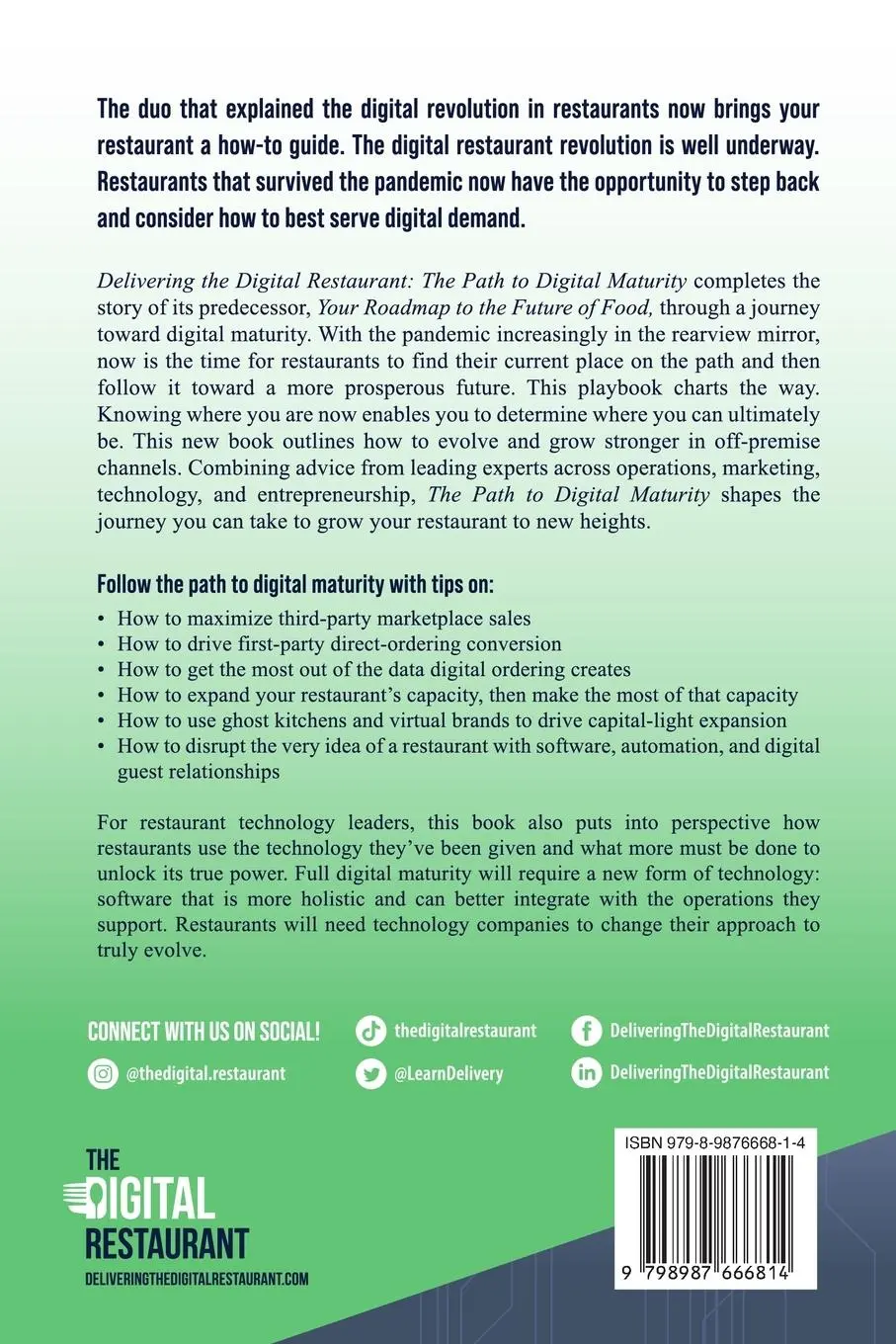 Rückseite: 9798987666814 | Delivering the Digital Restaurant | The Path to Digital Maturity
