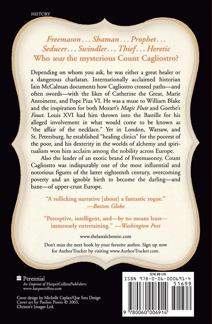 Rückseite: 9780060006914 | The Last Alchemist | Iain Mccalman | Taschenbuch | Englisch | 2004