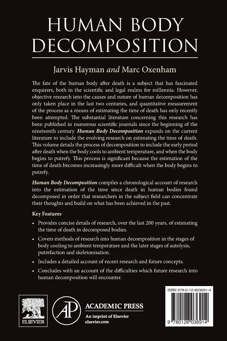 Rückseite: 9780128036914 | Human Body Decomposition | Jarvis Hayman (u. a.) | Taschenbuch | 2016