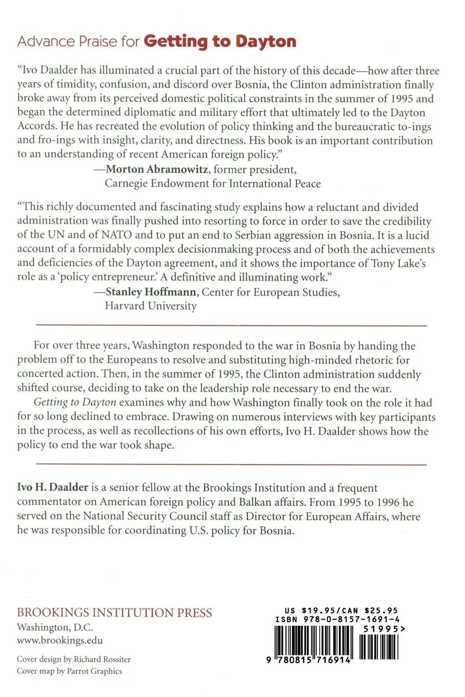 Rückseite: 9780815716914 | Getting to Dayton | The Making of America's Bosnia Policy | Daalder