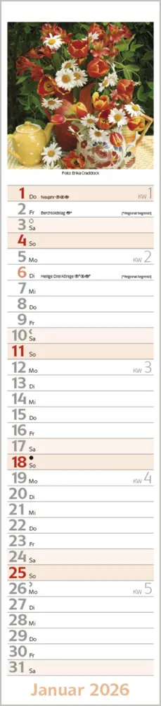 Bild: 9783731886914 | Flowers Langplaner 2026 | Langplaner | Verlag Korsch | Kalender | 2026