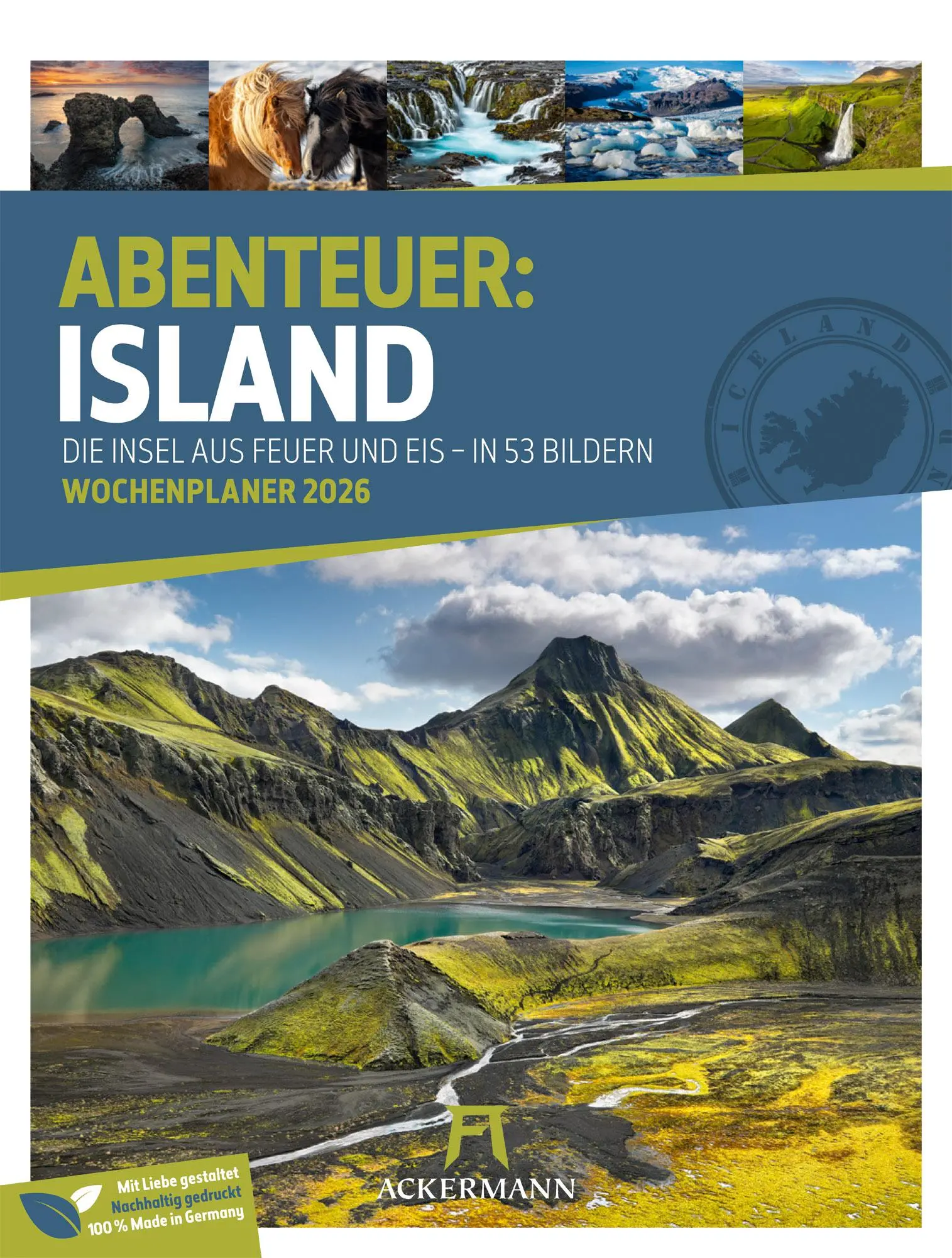 Cover: 9783838426914 | Island - Die Insel aus Feuer und Eis - Wochenplaner Kalender 2026