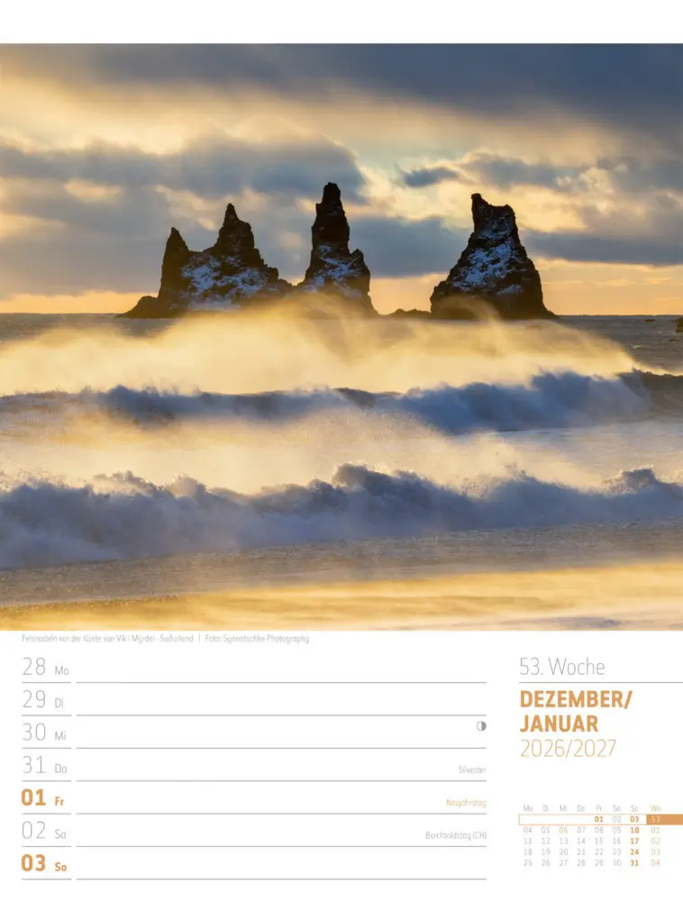 Bild: 9783838426914 | Island Wochenplaner Kalender 2026 Die Insel aus Feuer und Eis | GmbH
