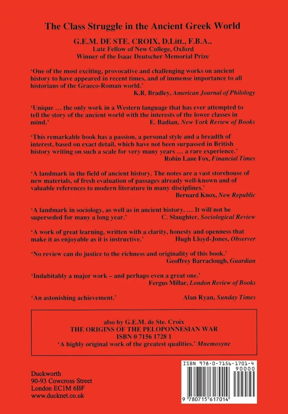 Rückseite: 9780715617014 | Class Struggle in the Ancient Greek World | G. E. M. De Ste. Croix