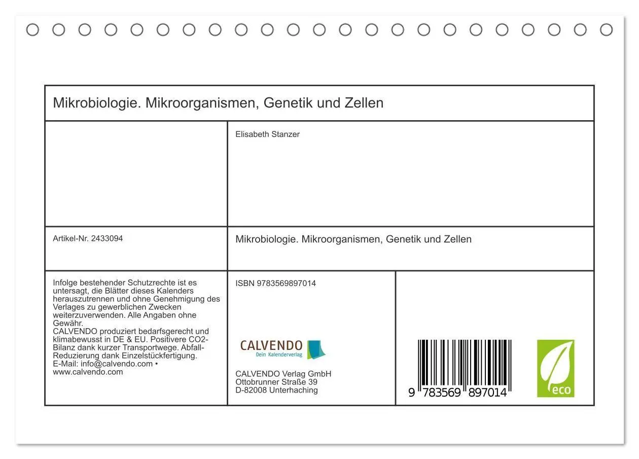 Bild: 9783569897014 | Mikrobiologie. Mikroorganismen, Genetik und Zellen (Tischkalender...