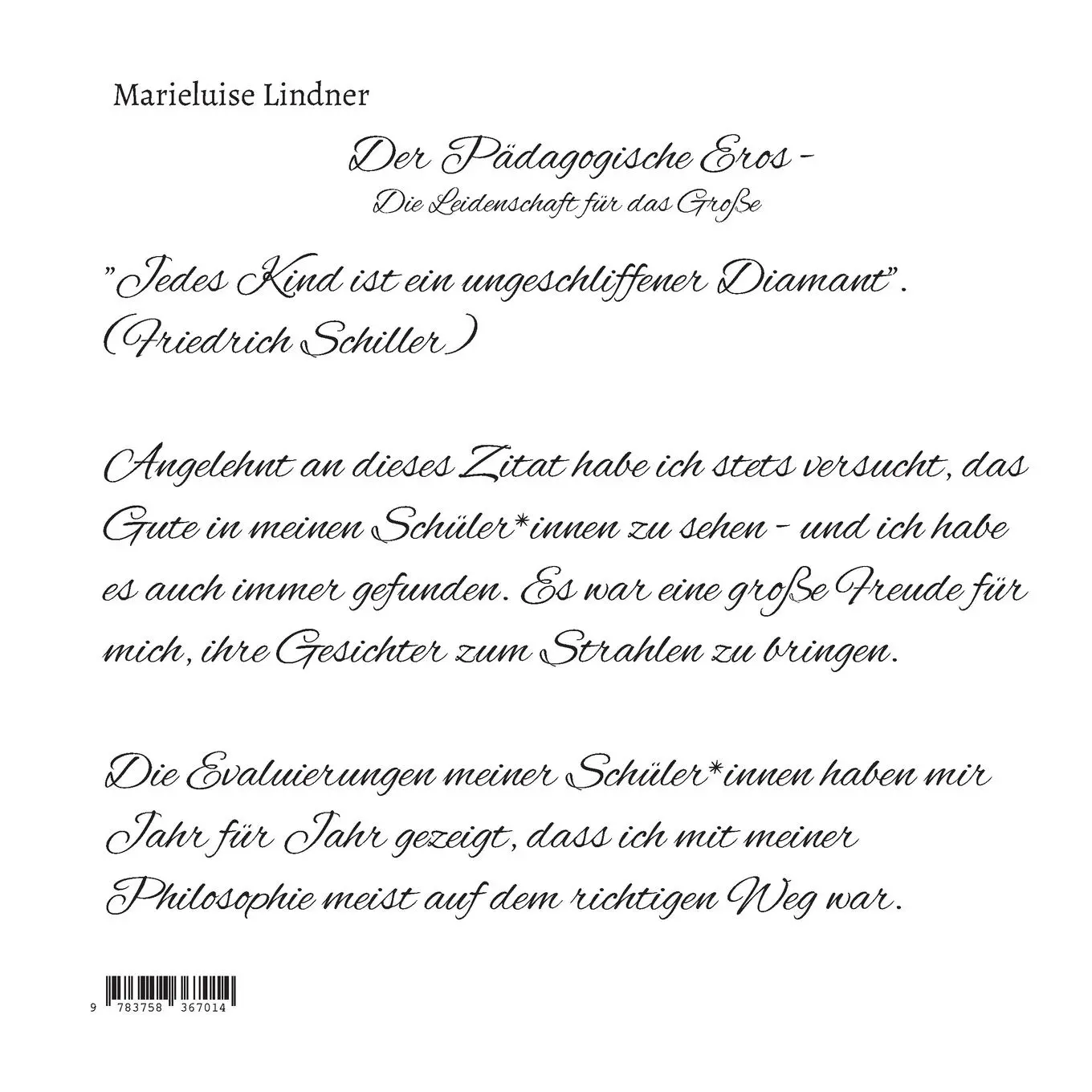 Rückseite: 9783758367014 | Der Pädagogische Eros | Die Leidenschaft für das Große | Lindner