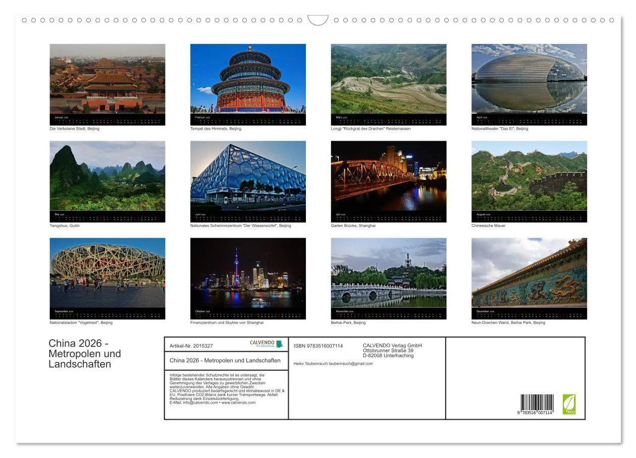 Bild: 9783516007114 | China 2026 - Metropolen und Landschaften (Wandkalender 2026 DIN A2...
