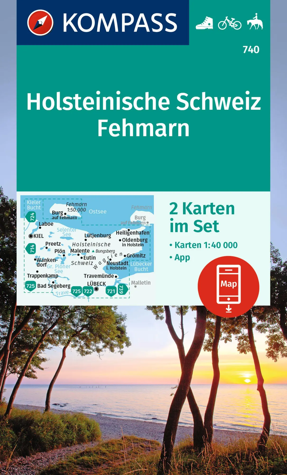 Cover: 9783991217114 | KOMPASS Wanderkarten-Set 740 Holsteinische Schweiz, Fehmarn (2...