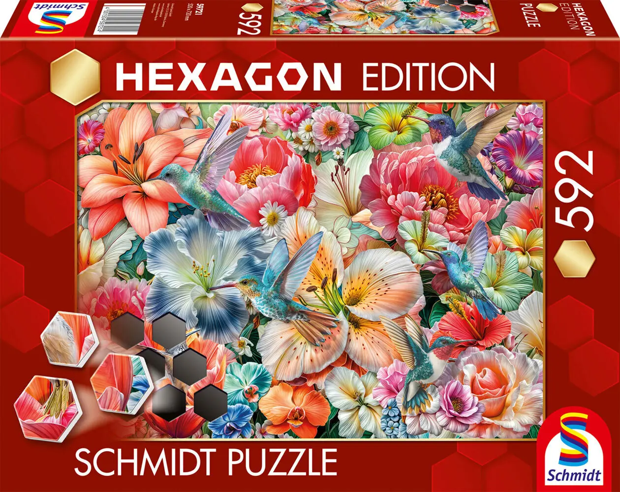 Cover: 4001504597214 | Hexagon Puzzle, Große Blüten, 592 Teile | Spiel | Schachtel | 59721