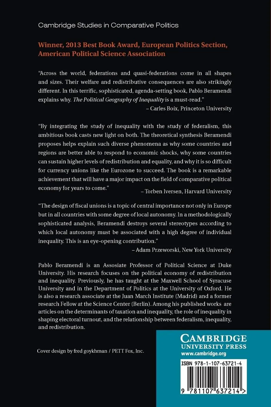 Rückseite: 9781107637214 | The Political Geography of Inequality | Regions and Redistribution