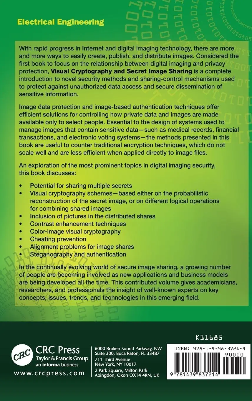 Rückseite: 9781439837214 | Visual Cryptography and Secret Image Sharing | Stelvio Cimato (u. a.)