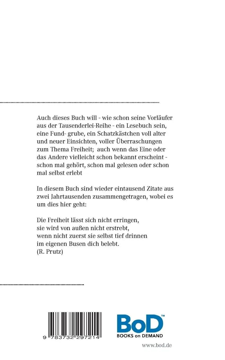 Rückseite: 9783732297214 | Tausenderlei über die Freiheit | Frank Weber | Taschenbuch | 140 S.