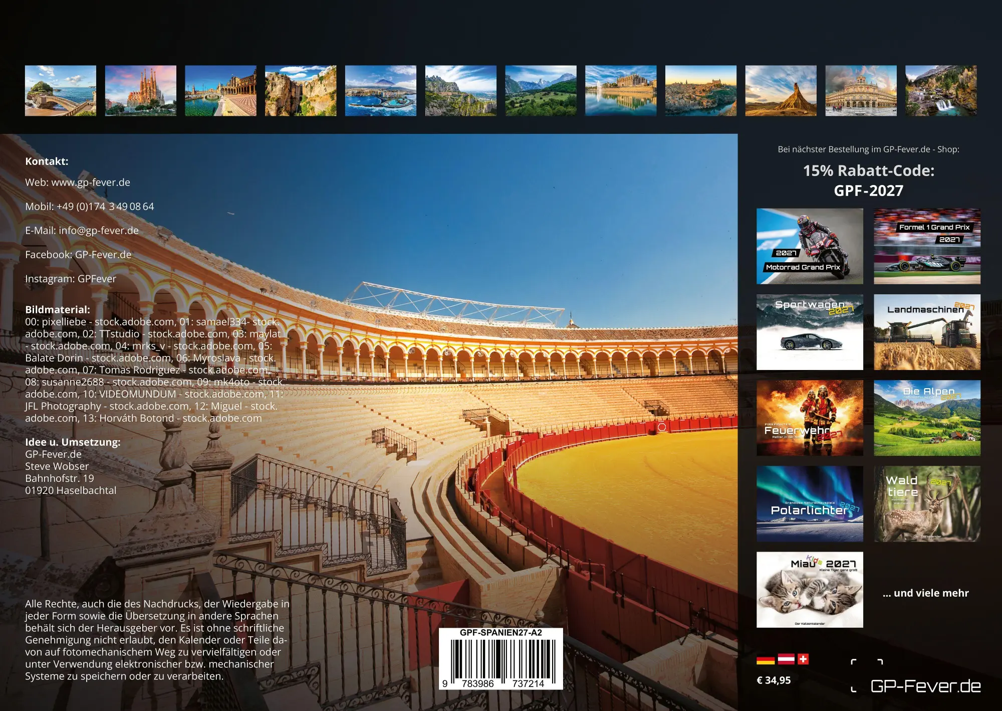 Bild: 9783986737214 | Spanien - Viva España - 2027 - Kalender DIN A2 | GP-Fever. de | 15 S.