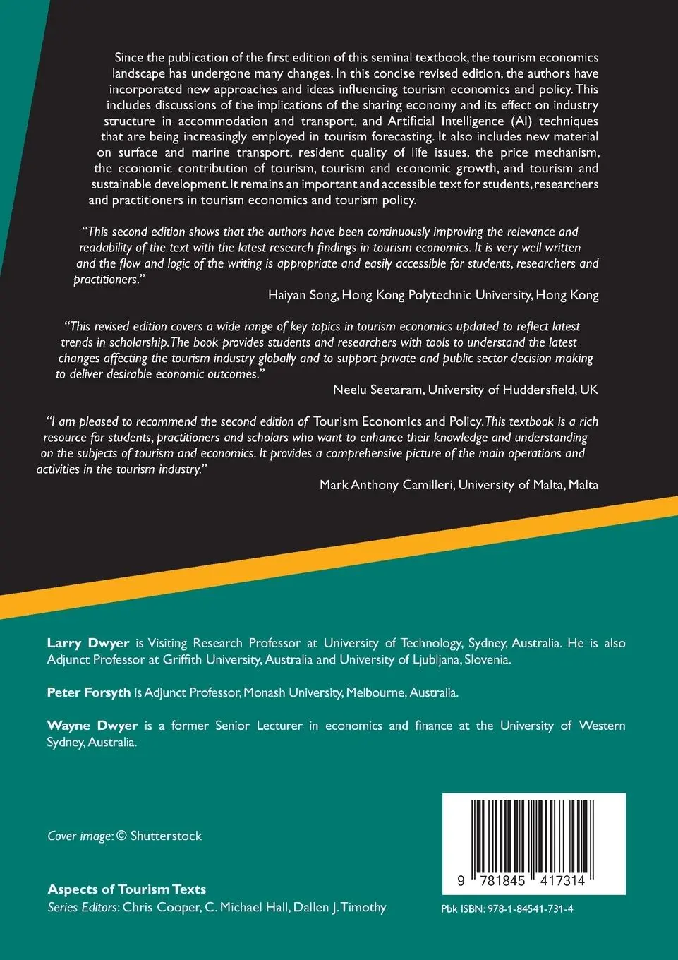 Rückseite: 9781845417314 | Tourism Economics and Policy | Larry Dwyer (u. a.) | Taschenbuch
