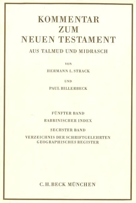 Cover: 9783406027314 | Kommentar zum Neuen Testament aus Talmud und Midrasch Bd. 5/6:...