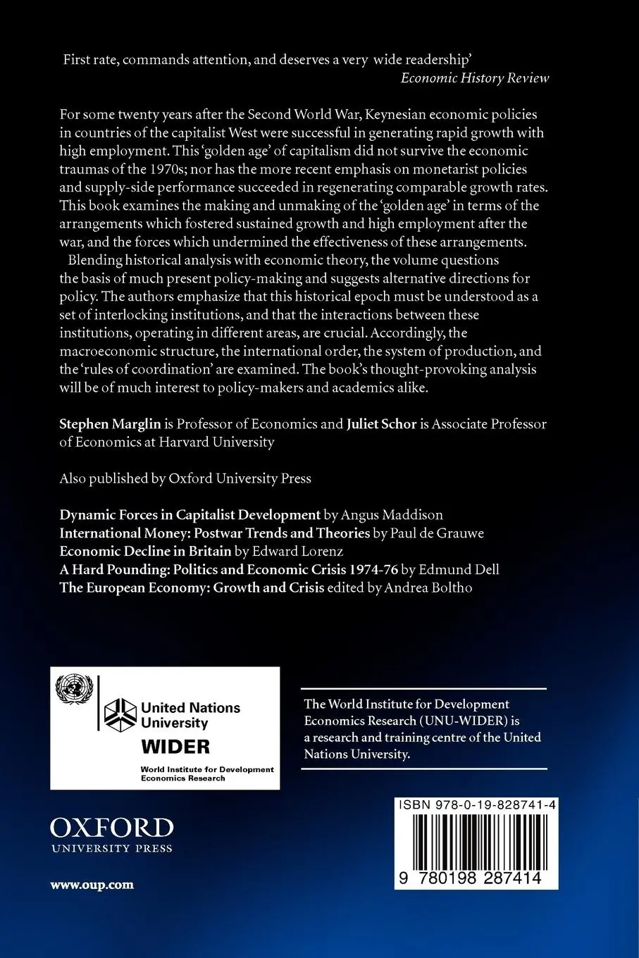 Rückseite: 9780198287414 | The Golden Age of Capitalism | Reinterpreting the Postwar Experience