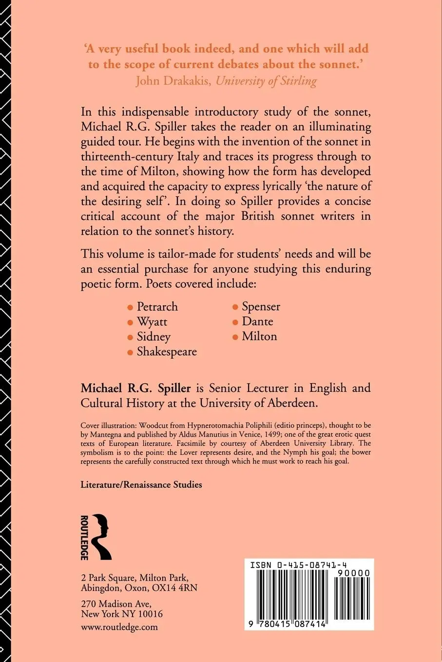 Rückseite: 9780415087414 | The Development of the Sonnet | An Introduction | Spiller | Buch