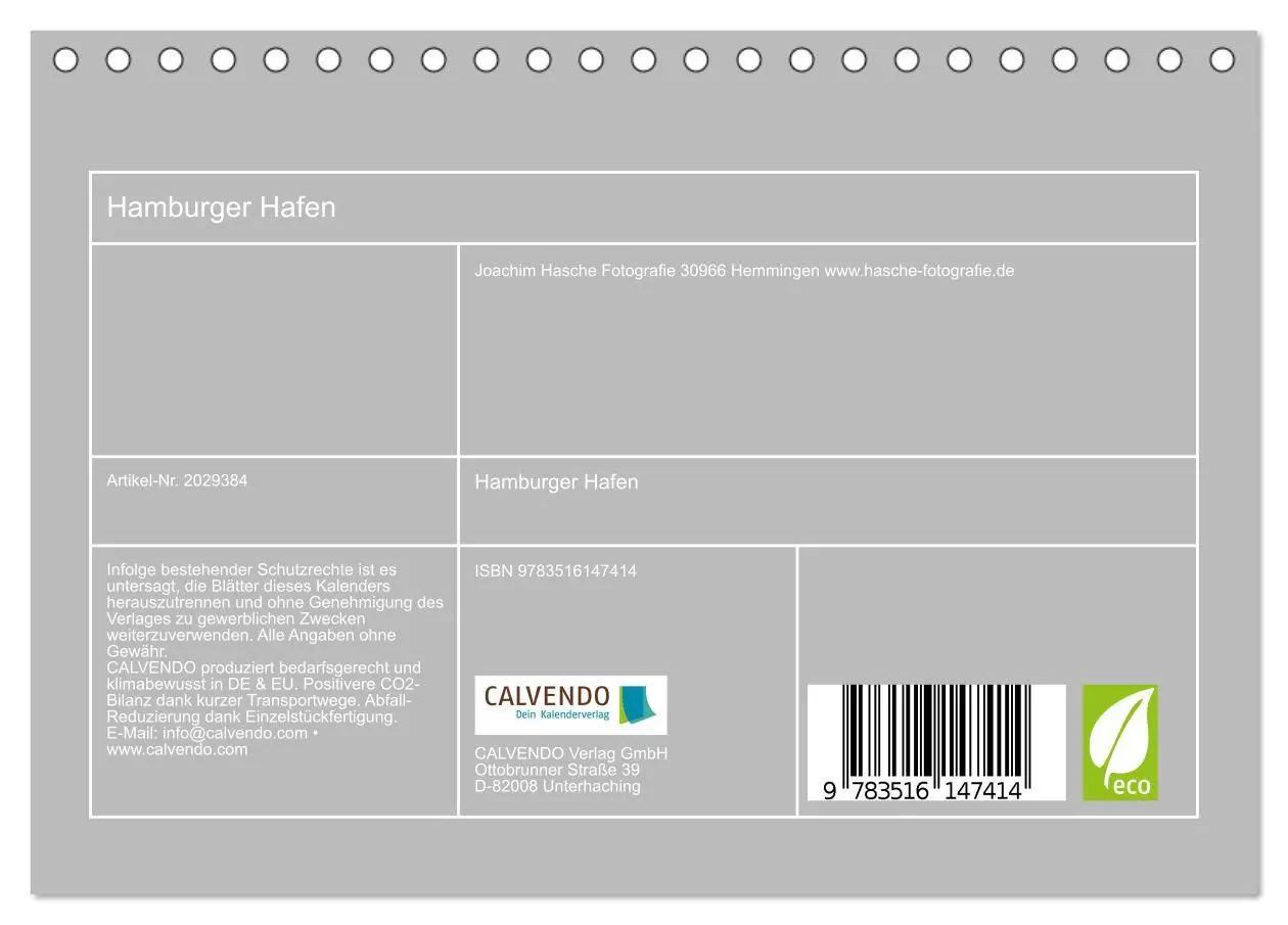 Bild: 9783516147414 | Hamburger Hafen (Tischkalender 2026 DIN A5 quer), CALVENDO...