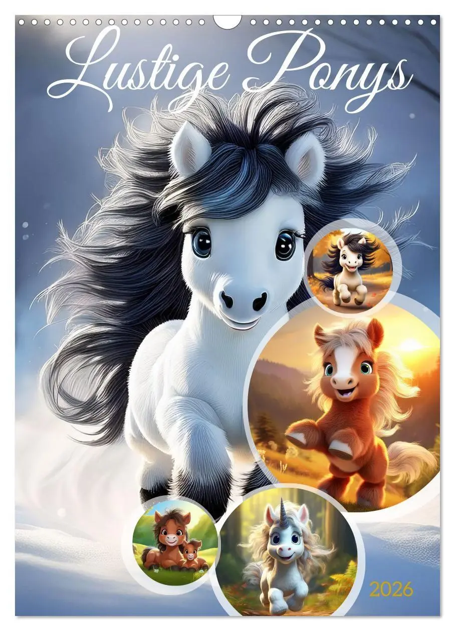 Cover: 9783516697414 | Lustige Ponys (Wandkalender 2026 DIN A3 hoch), CALVENDO Monatskalender