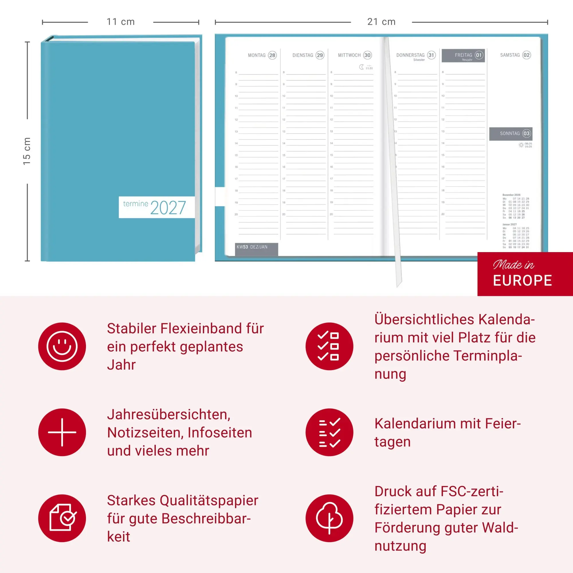 Bild: 9783756417414 | times&amp;more Petrol Kalenderbuch 2027 | Heye | Taschenbuch | 160 S.