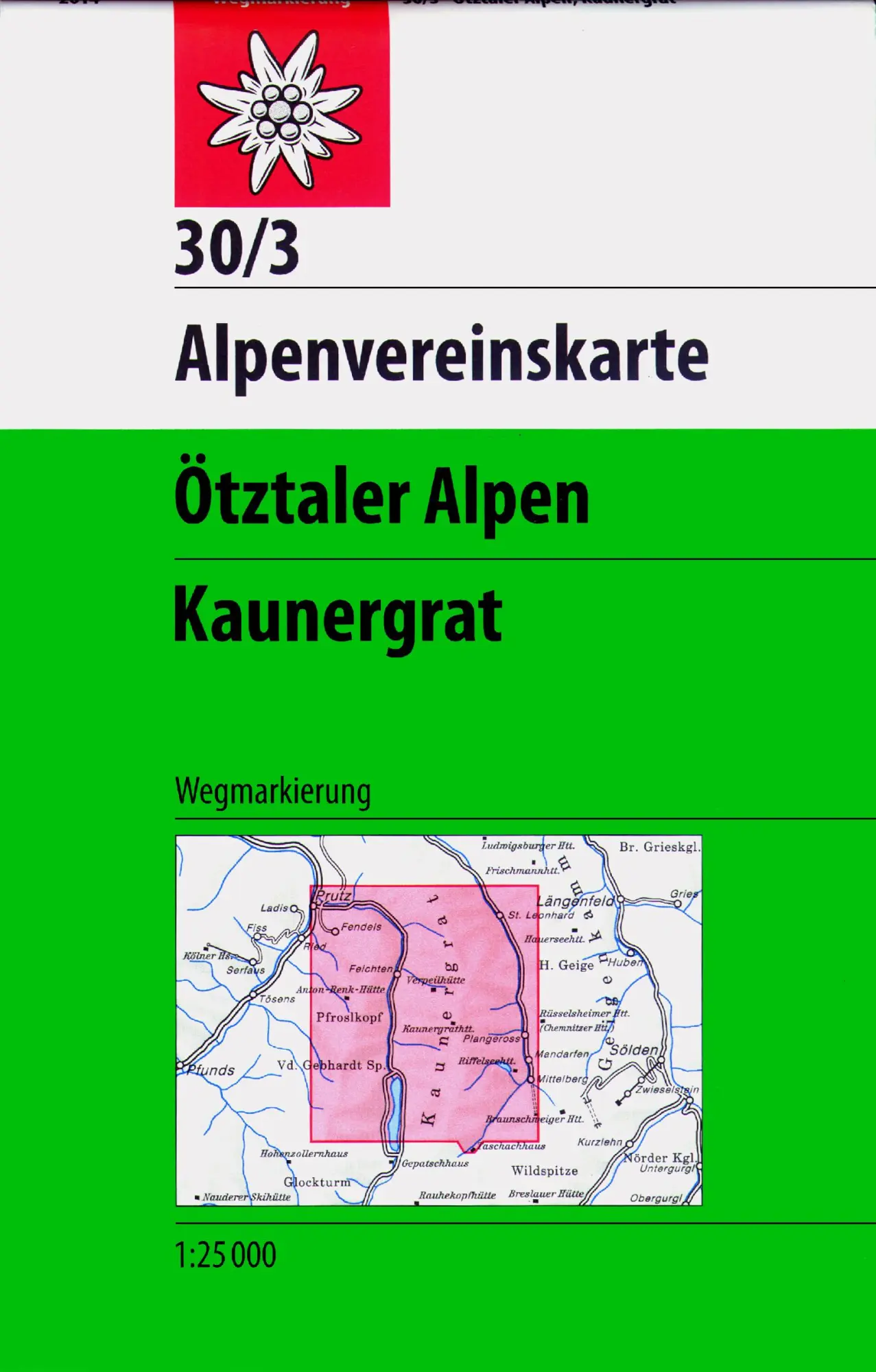 Cover: 9783928777414 | DAV Alpenvereinskarte 30/3 Ötztaler Alpen Kaunergrat 1 : 25 000 | 2014
