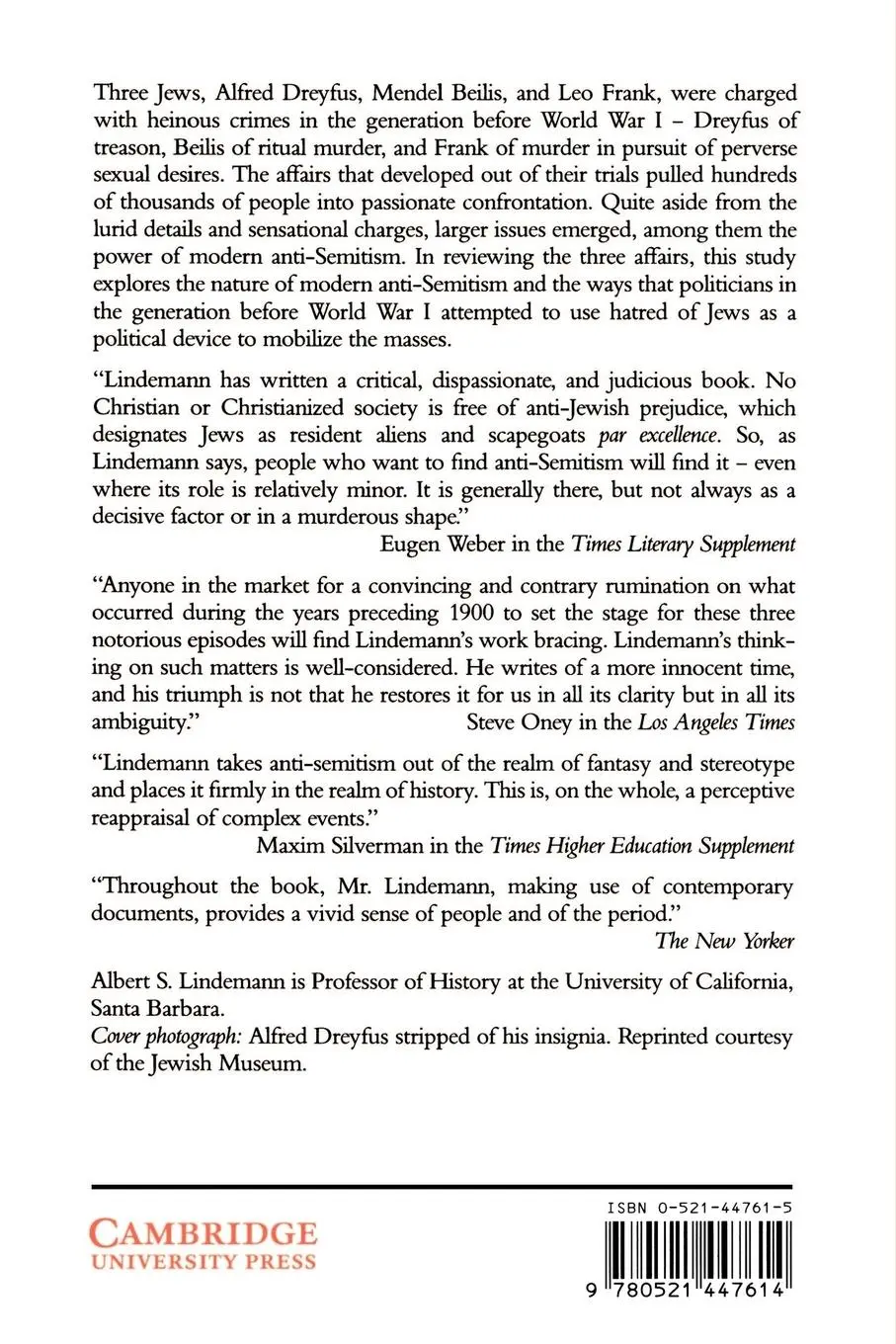 Rückseite: 9780521447614 | The Jew Accused | Albert S. Lindemann | Taschenbuch | Englisch | 2003