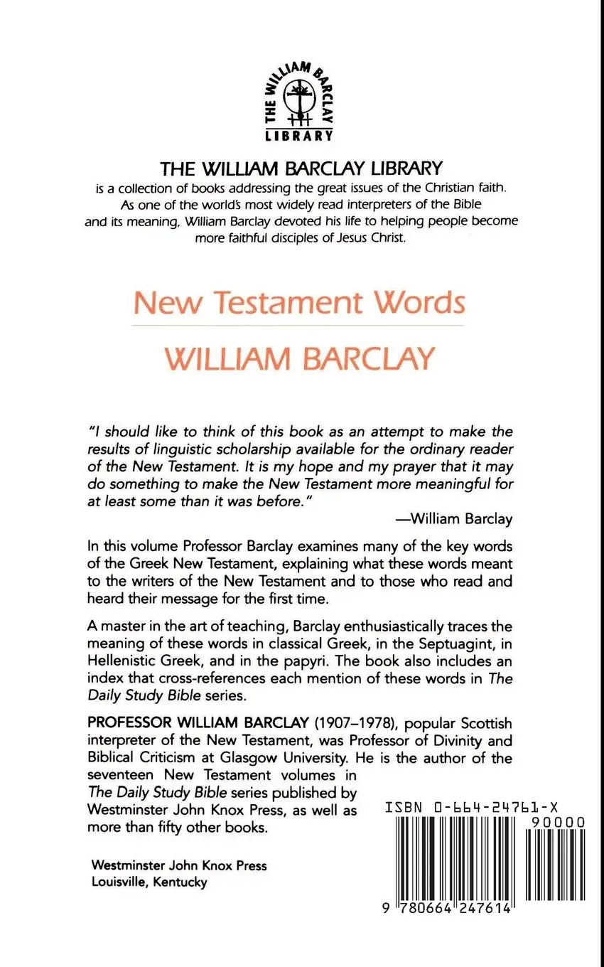 Rückseite: 9780664247614 | New Testament words | William Barclay | Taschenbuch | Englisch | 2000