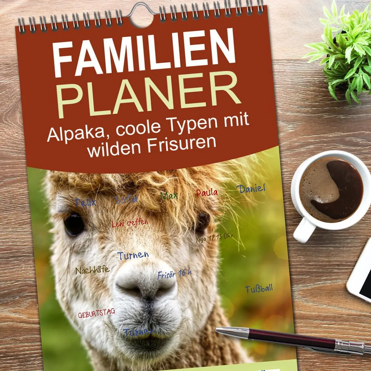 Bild: 9783516507614 | Familienplaner 2026 - Alpaka, coole Typen mit wilden Frisuren mit 5...