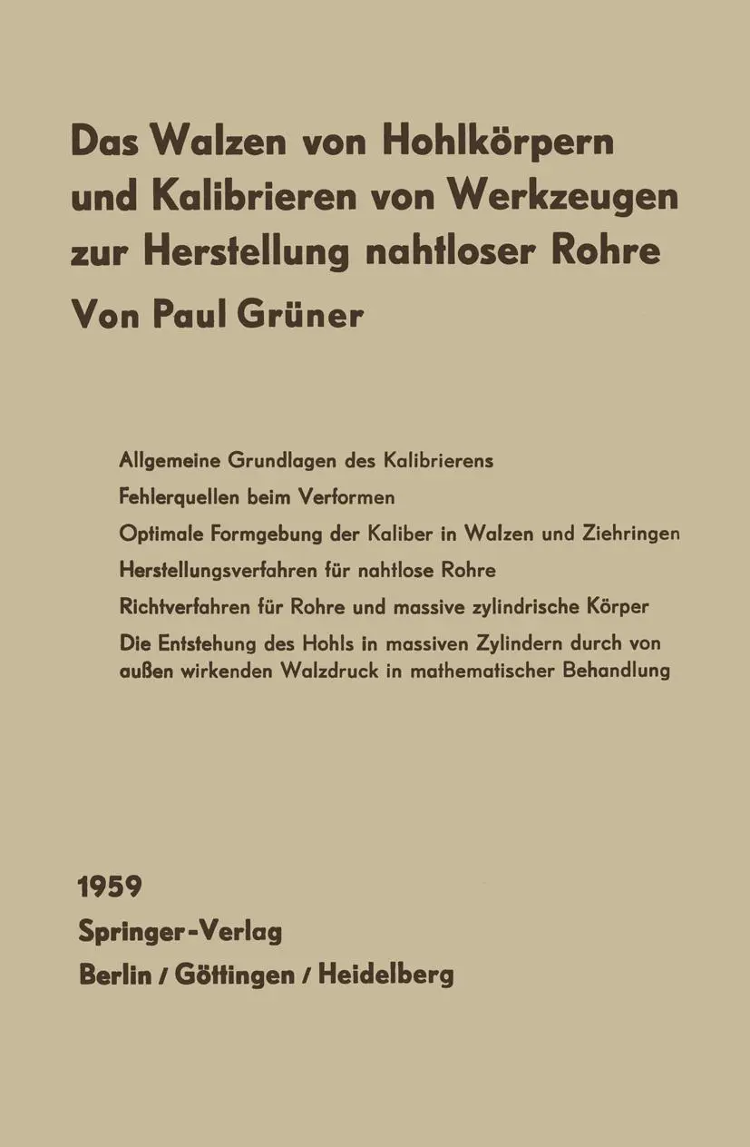 Cover: 9783642927614 | Das Walzen von Hohlkörpern und das Kalibrieren von Werkzeugen zur...
