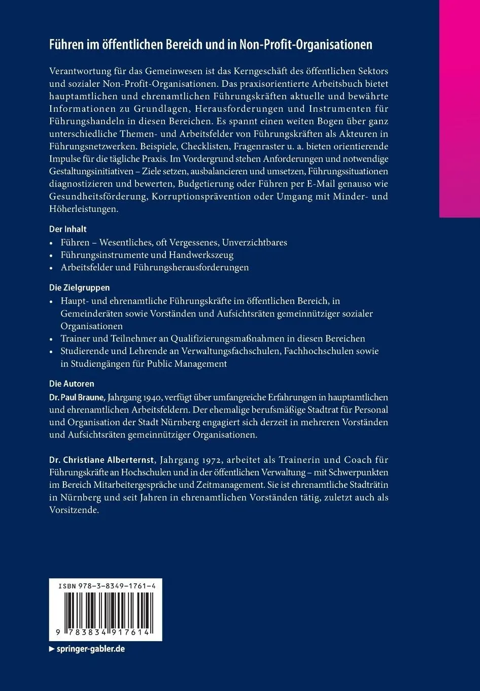 Rückseite: 9783834917614 | Führen im öffentlichen Bereich und in Non-Profit-Organisationen | Buch