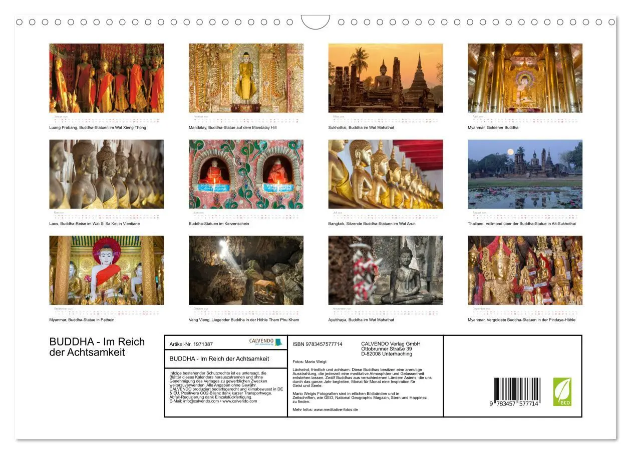 Bild: 9783457577714 | BUDDHA - Im Reich der Achtsamkeit (Wandkalender 2026 DIN A3 quer),...