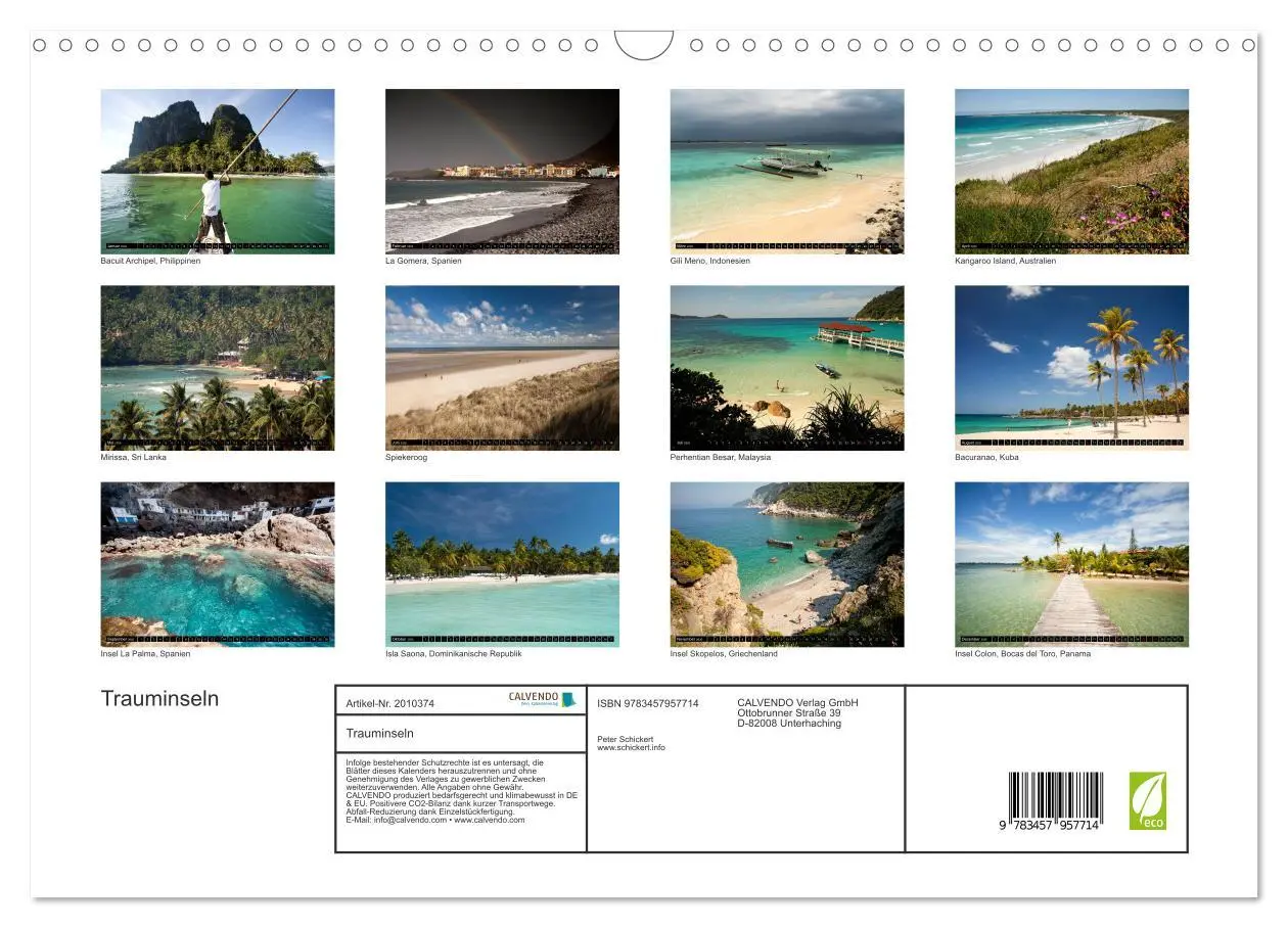Bild: 9783457957714 | Trauminseln (Wandkalender 2026 DIN A3 quer), CALVENDO Monatskalender