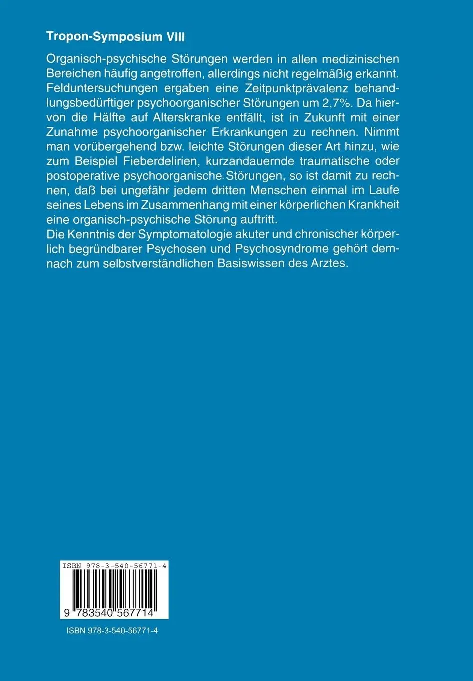 Rückseite: 9783540567714 | Organische Psychosyndrome | Reinhold Schüttler | Taschenbuch | xii