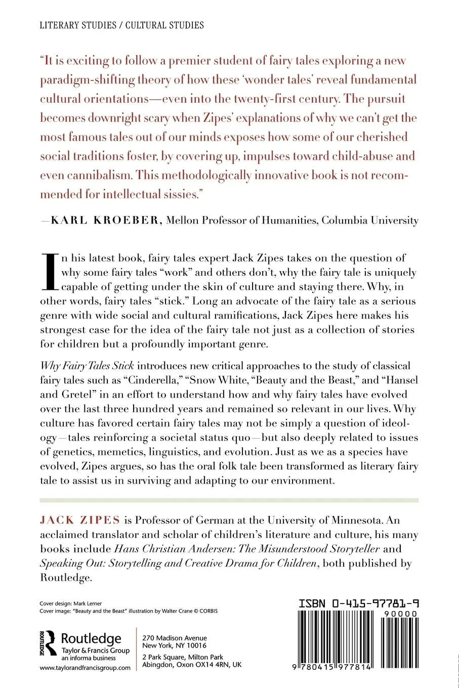 Rückseite: 9780415977814 | Why Fairy Tales Stick | The Evolution and Relevance of a Genre | Zipes