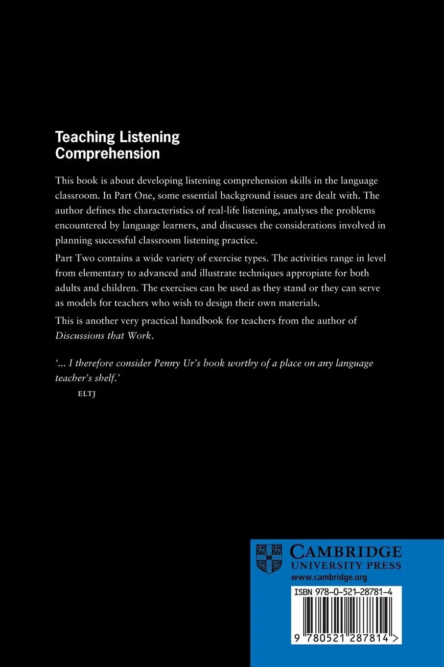 Rückseite: 9780521287814 | Teaching Listening Comprehension | Penny Ur | Taschenbuch | Englisch