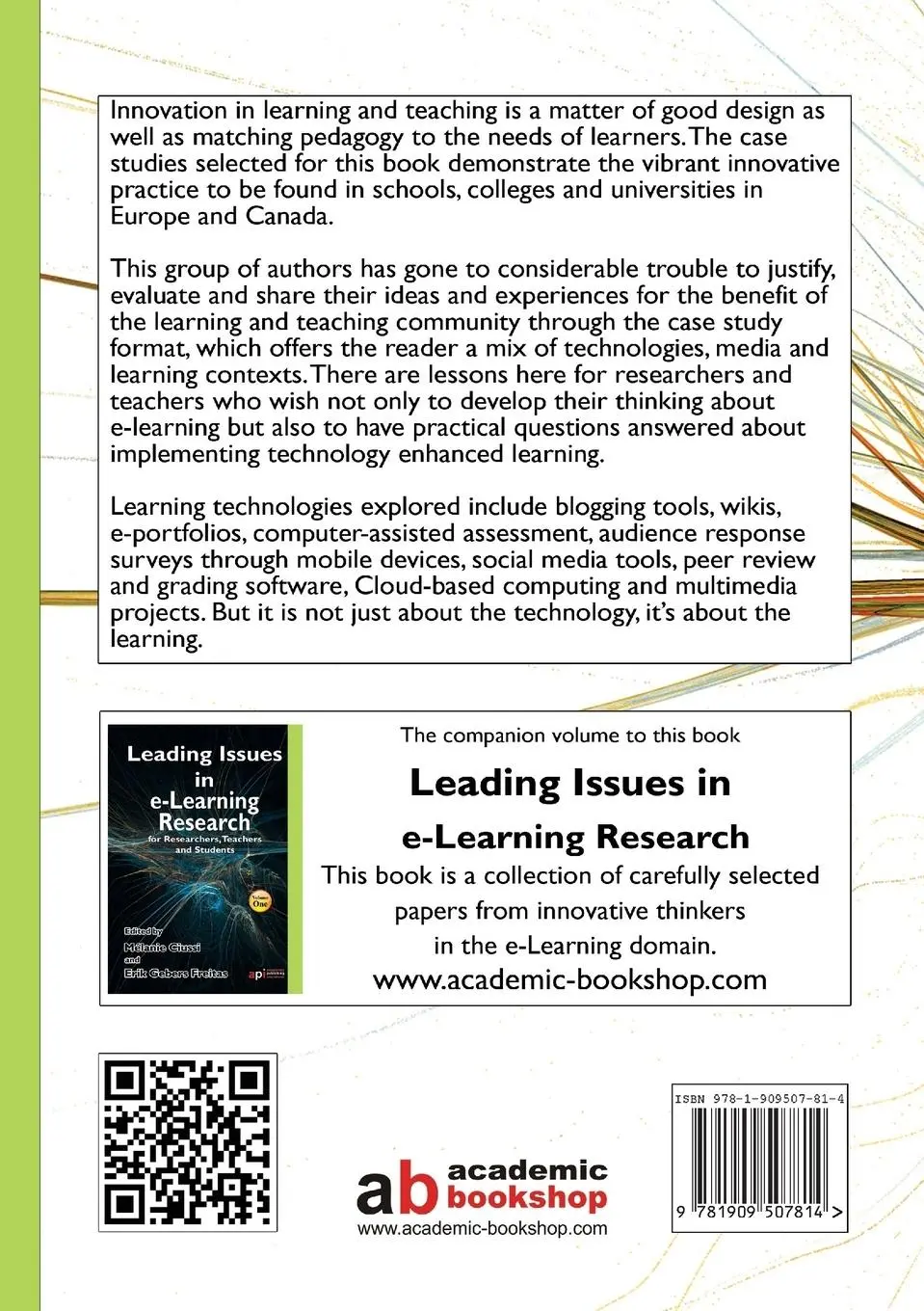 Rückseite: 9781909507814 | Case Studies in E-Learning Research for Researchers, Teachers and...