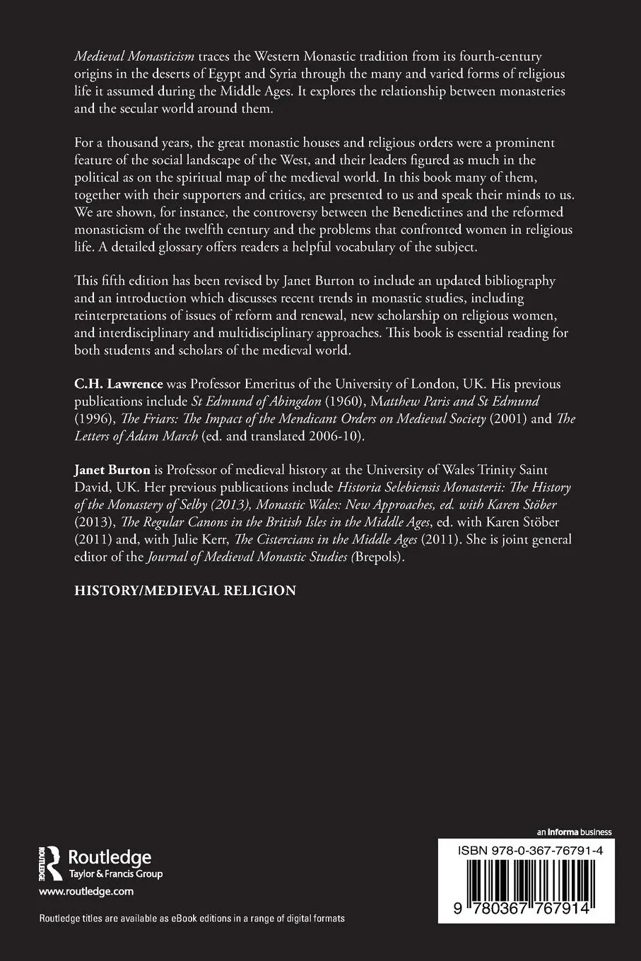 Rückseite: 9780367767914 | Medieval Monasticism | C. H. Lawrence (u. a.) | Taschenbuch | Englisch