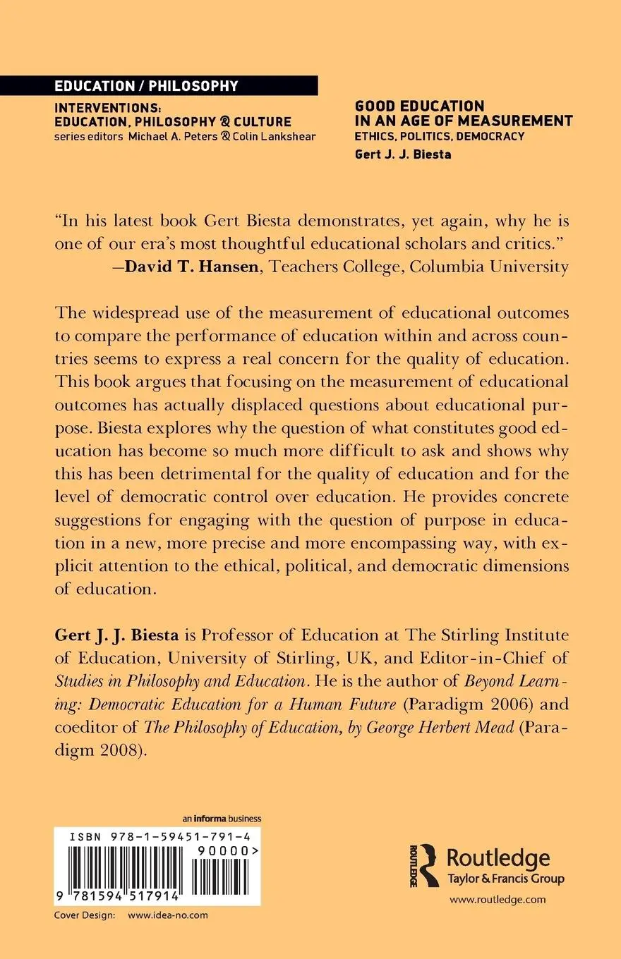 Rückseite: 9781594517914 | Good Education in an Age of Measurement | Ethics, Politics, Democracy