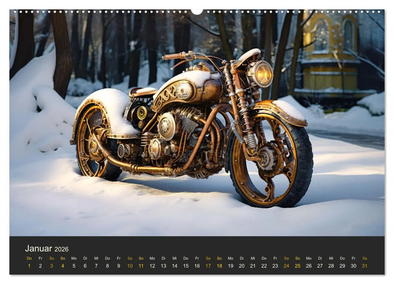 Bild: 9783457487914 | Steampunk Motorräder (Wandkalender 2026 DIN A2 quer), CALVENDO...