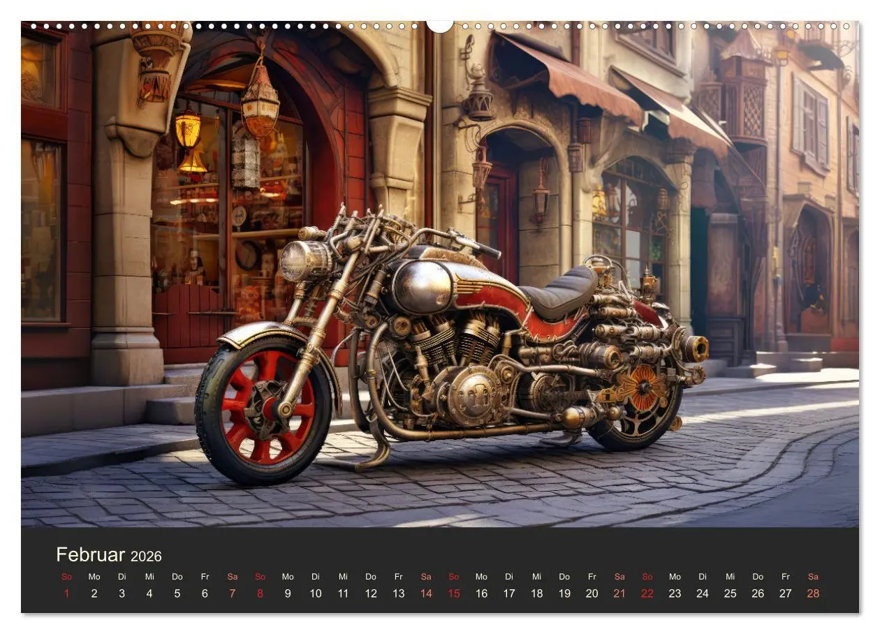 Bild: 9783457487914 | Steampunk Motorräder (Wandkalender 2026 DIN A2 quer), CALVENDO...