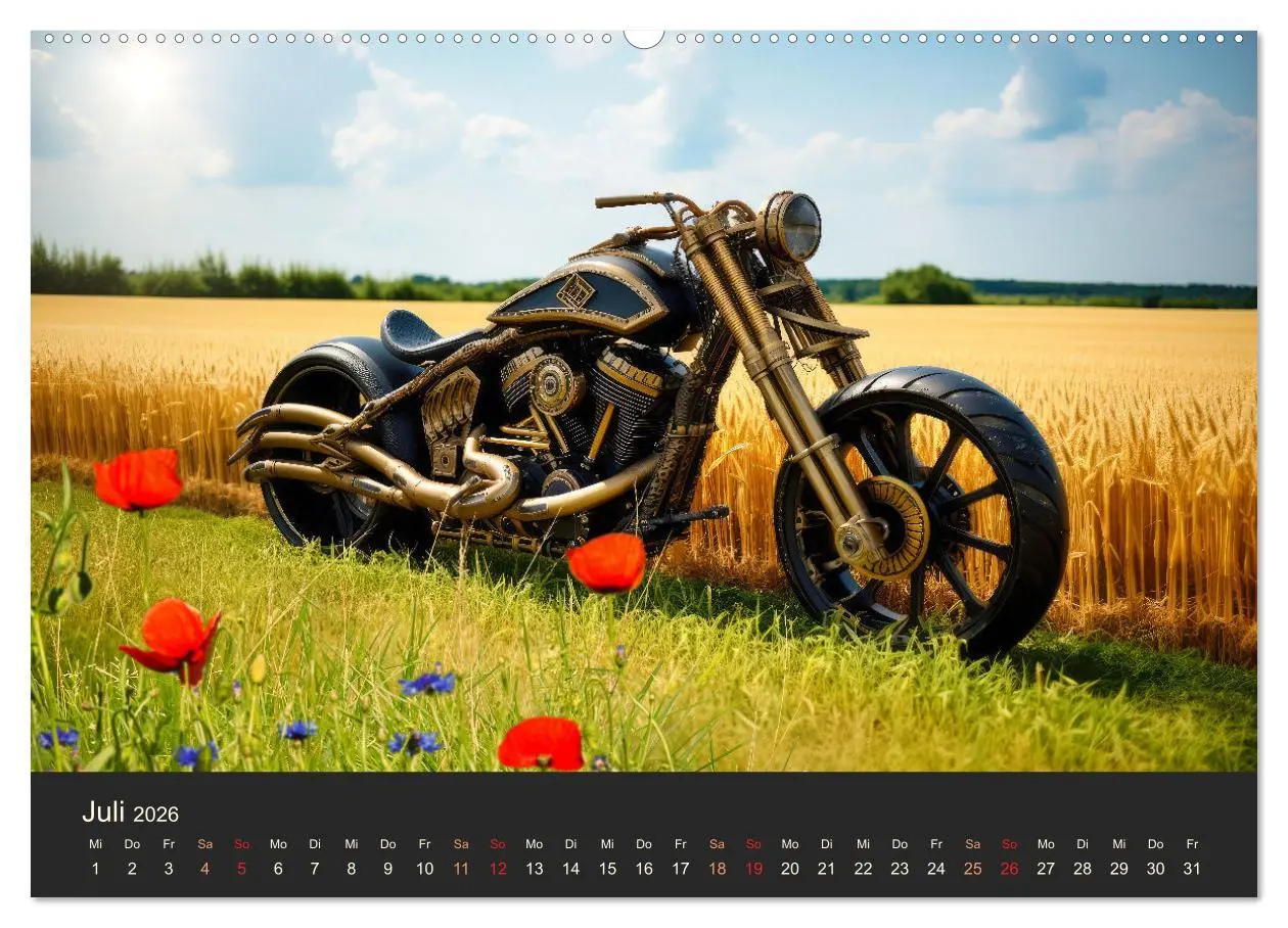 Bild: 9783457487914 | Steampunk Motorräder (Wandkalender 2026 DIN A2 quer), CALVENDO...