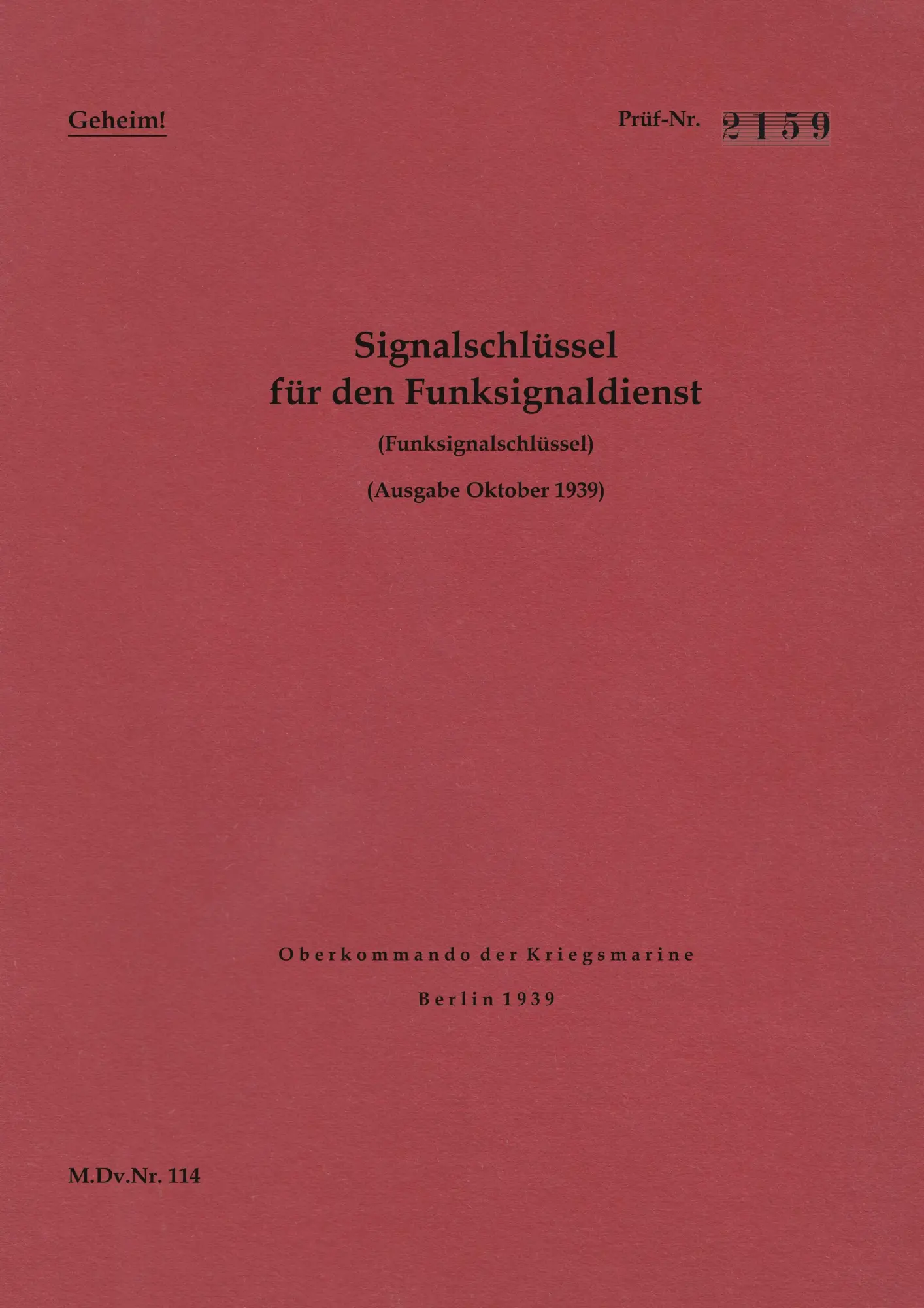 Cover: 9783749467914 | M.Dv.Nr. 114 Signalschlüssel für den Funksignaldienst...
