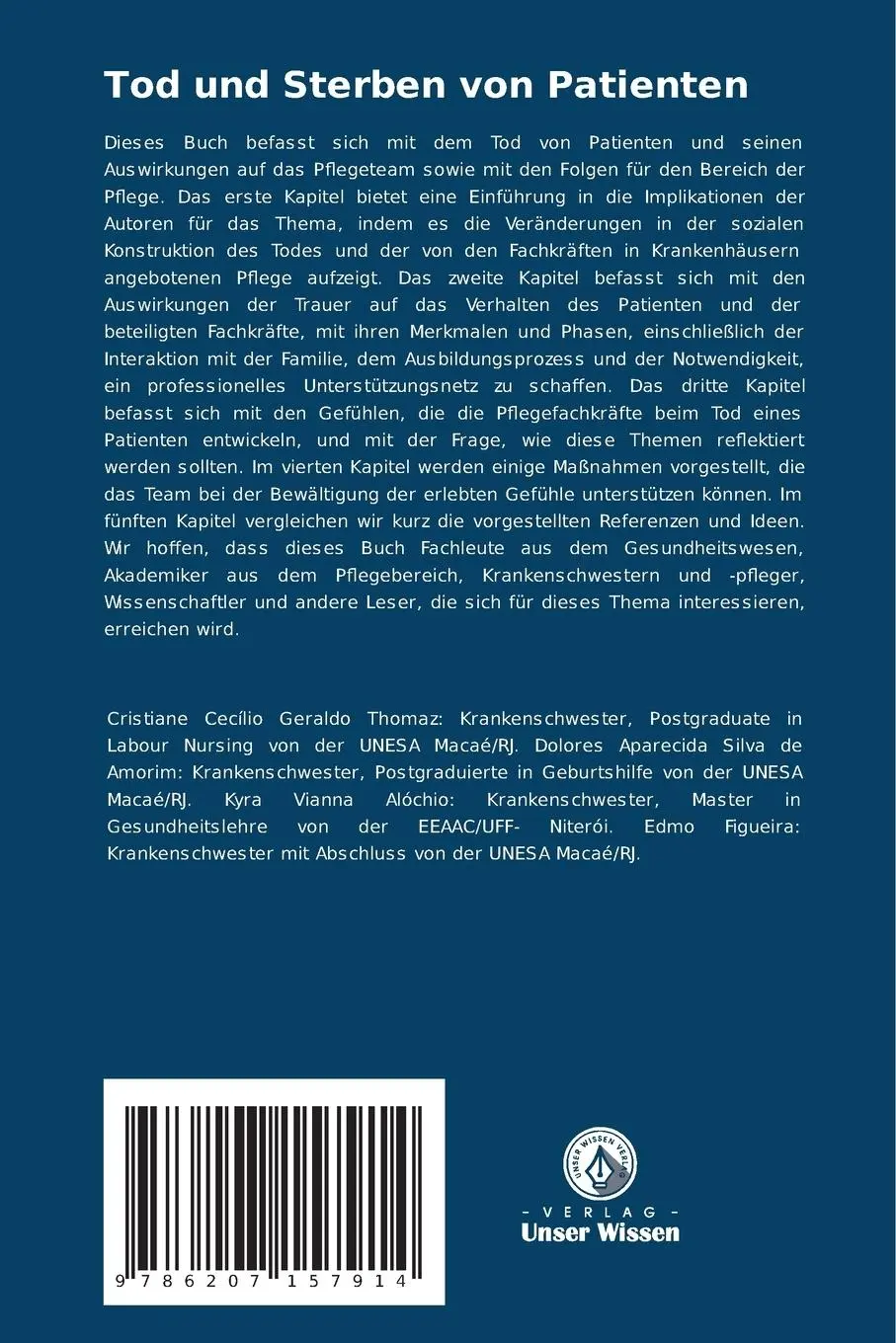 Rückseite: 9786207157914 | Tod und Sterben von Patienten | Ein Blick auf den Pflegeprozess | Buch