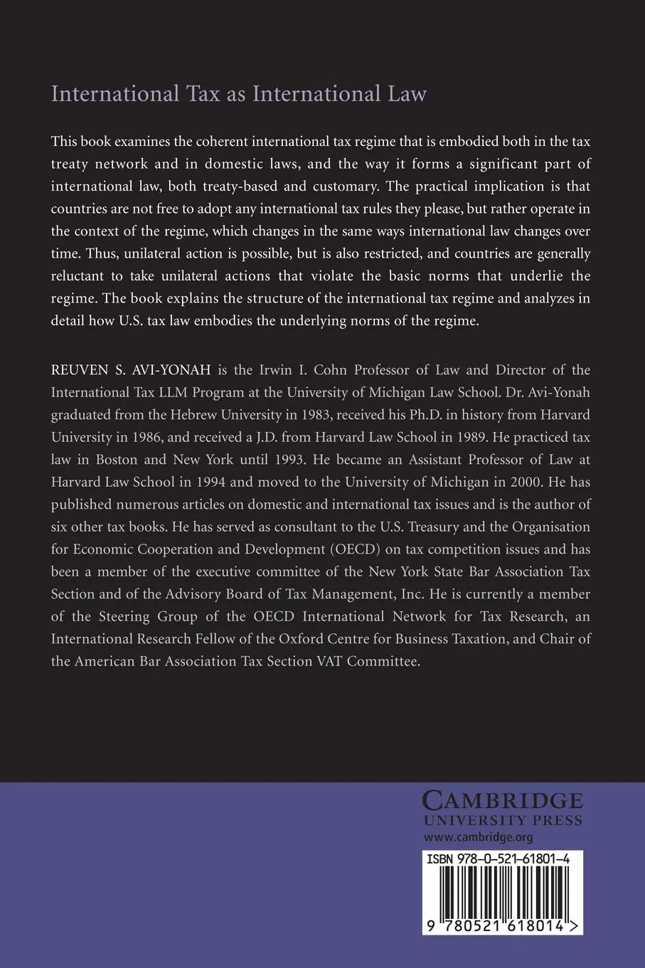 Rückseite: 9780521618014 | International Tax as International Law | Reuven S. Avi-Yonah | Buch