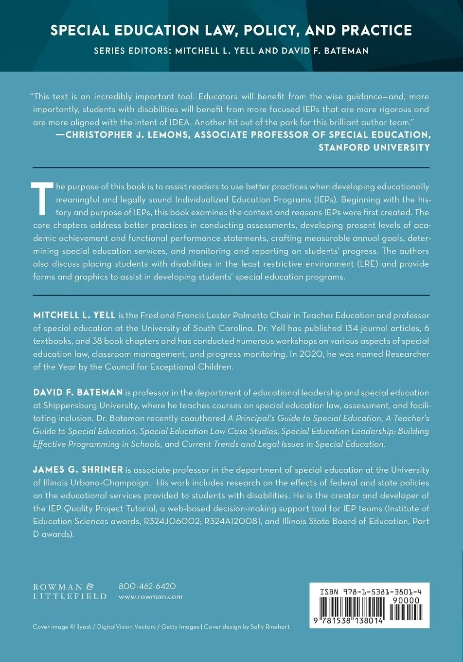 Rückseite: 9781538138014 | Developing Educationally Meaningful and Legally Sound IEPs | Buch