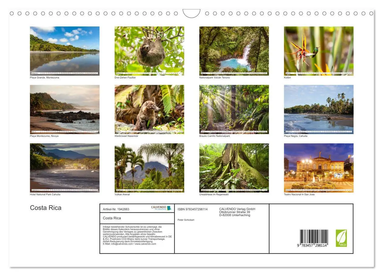 Bild: 9783457298114 | Costa Rica (Wandkalender 2026 DIN A3 quer), CALVENDO Monatskalender