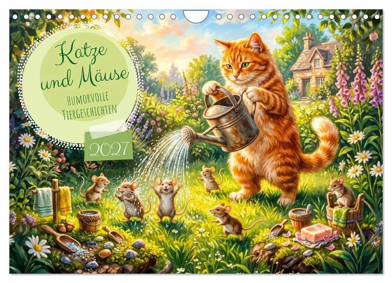 Cover: 9783594368114 | Katze und Mäuse - Humorvolle Tiergeschichten (Wandkalender 2027 DIN...