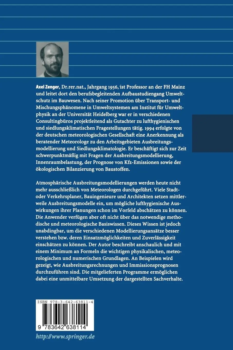 Rückseite: 9783642638114 | Atmosphärische Ausbreitungsmodellierung | Grundlagen und Praxis | Buch