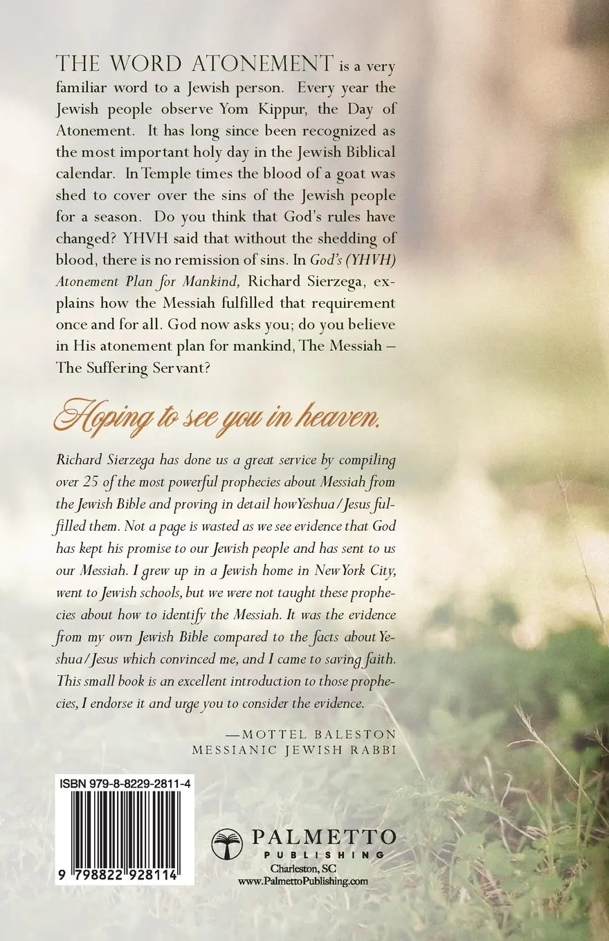 Rückseite: 9798822928114 | God's (YHVH) Atonement Plan for Mankind | Richard P. Sierzega | Buch